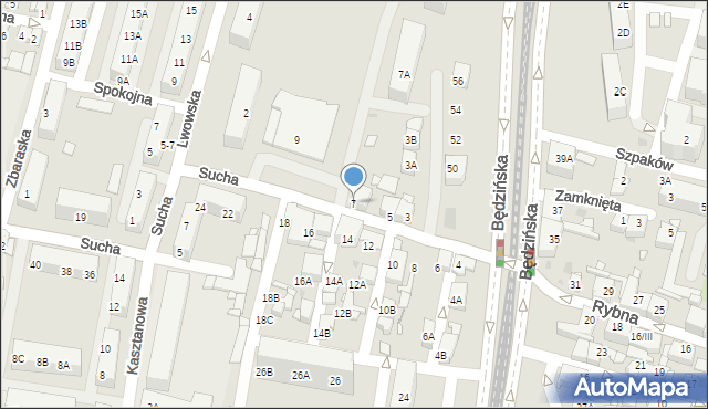 Sosnowiec, Sucha, 7, mapa Sosnowca