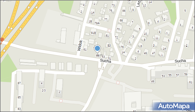 Sosnowiec, Sucha, 55, mapa Sosnowca