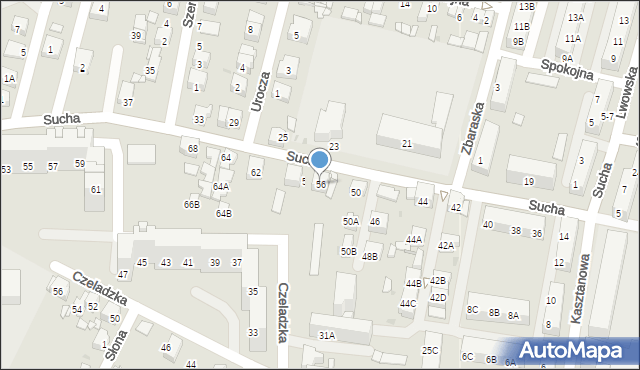 Sosnowiec, Sucha, 56, mapa Sosnowca