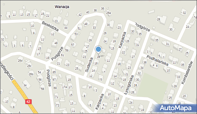 Starachowice, Sudecka, 18, mapa Starachowic