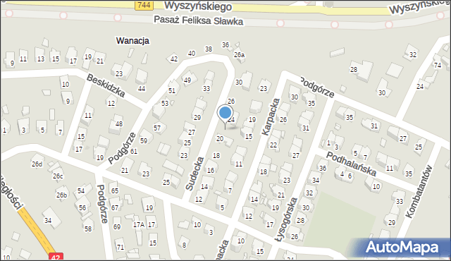 Starachowice, Sudecka, 22, mapa Starachowic