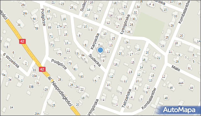 Starachowice, Sudecka, 4, mapa Starachowic