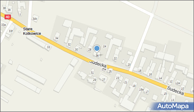 Stare Kotkowice, Sudecka, 26, mapa Stare Kotkowice
