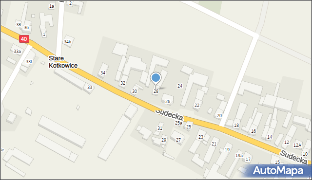 Stare Kotkowice, Sudecka, 28a, mapa Stare Kotkowice