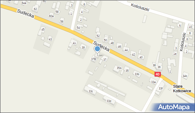 Stare Kotkowice, Sudecka, 37a, mapa Stare Kotkowice