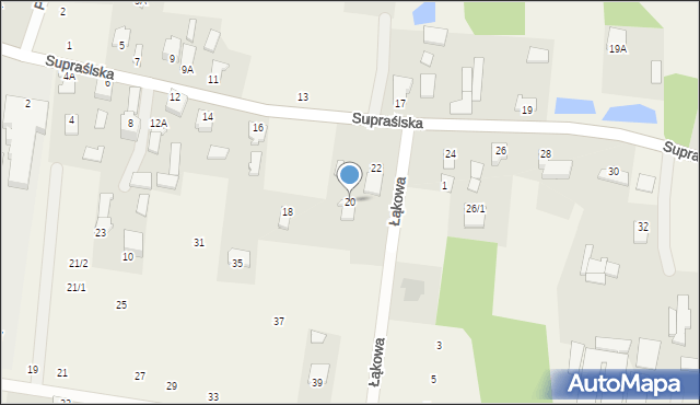 Studzianki, Supraślska, 20, mapa Studzianki