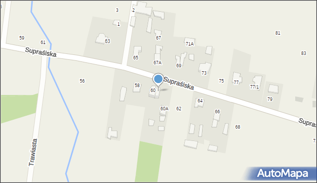 Studzianki, Supraślska, 60B, mapa Studzianki