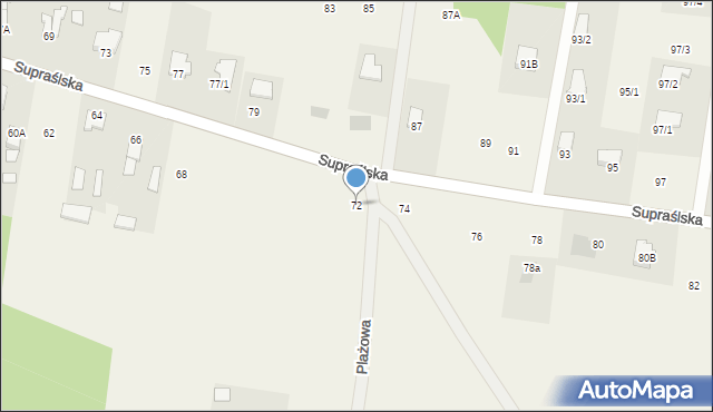 Studzianki, Supraślska, 72, mapa Studzianki