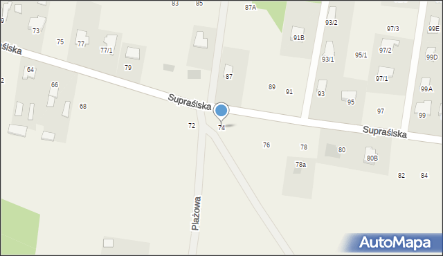 Studzianki, Supraślska, 74, mapa Studzianki