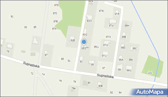 Studzianki, Supraślska, 93/1, mapa Studzianki