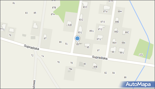 Studzianki, Supraślska, 93, mapa Studzianki