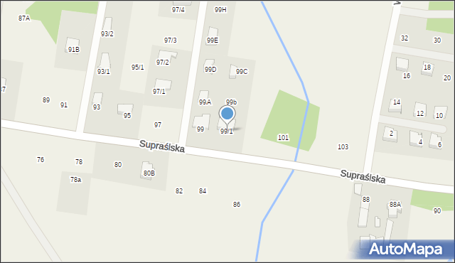 Studzianki, Supraślska, 99/1, mapa Studzianki