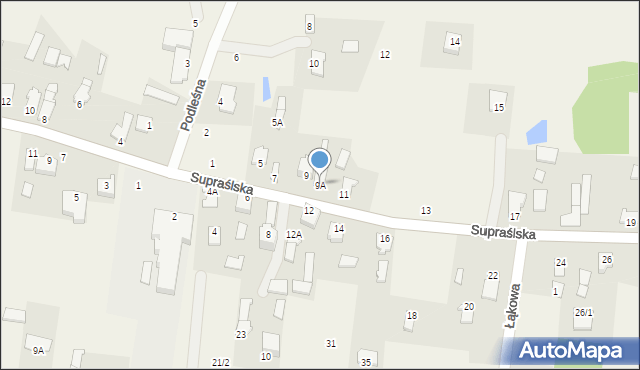 Studzianki, Supraślska, 9A, mapa Studzianki