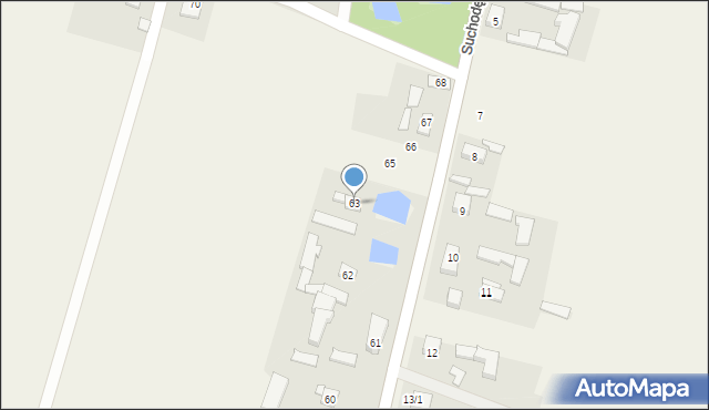 Suchodębie, Suchodębie, 63, mapa Suchodębie