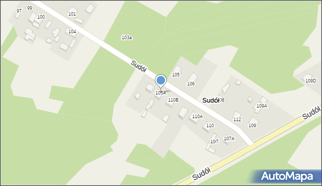 Sudół, Sudół, 105A, mapa Sudół
