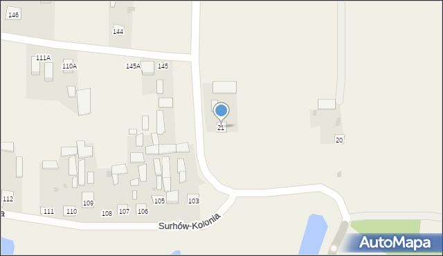 Surhów-Kolonia, Surhów-Kolonia, 21, mapa Surhów-Kolonia