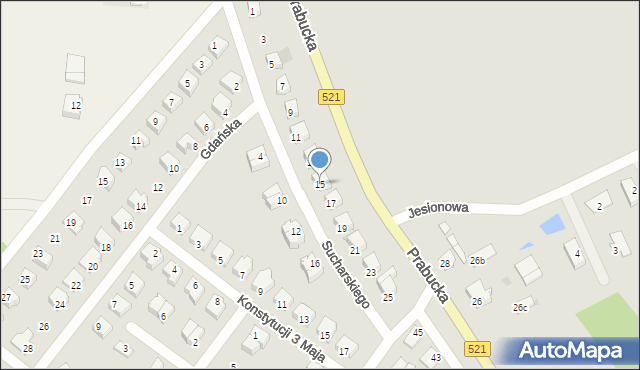 Susz, Sucharskiego Henryka, mjr., 15, mapa Susz