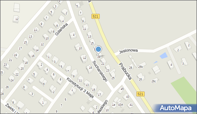 Susz, Sucharskiego Henryka, mjr., 19, mapa Susz