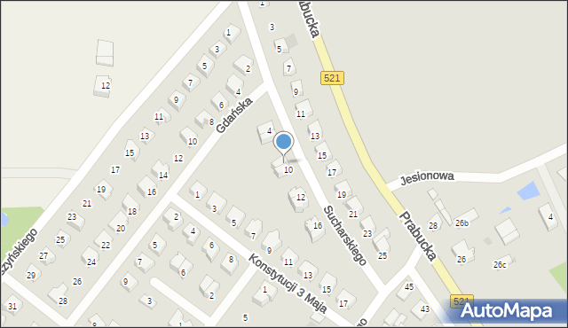 Susz, Sucharskiego Henryka, mjr., 8, mapa Susz