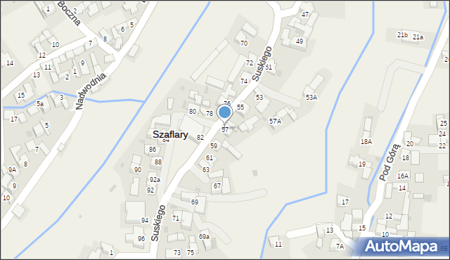 Szaflary, Suskiego Augustyna, 57, mapa Szaflary