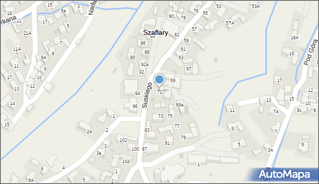 Szaflary, Suskiego Augustyna, 71, mapa Szaflary