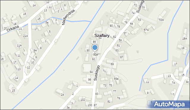 Szaflary, Suskiego Augustyna, 92a, mapa Szaflary