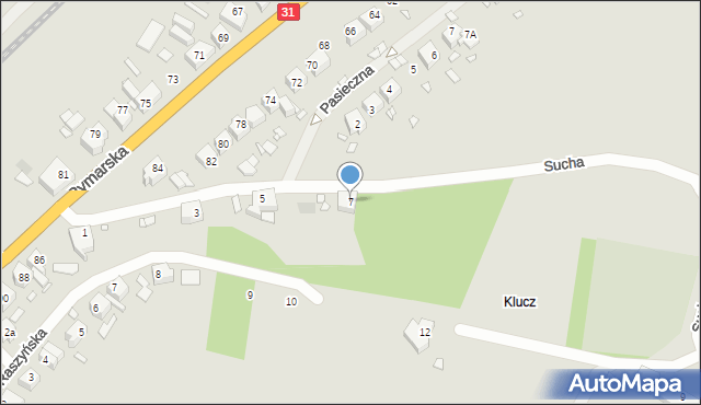 Szczecin, Sucha, 7, mapa Szczecina