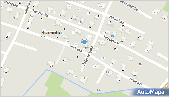 Tarnów, Sudecka, 14, mapa Tarnów