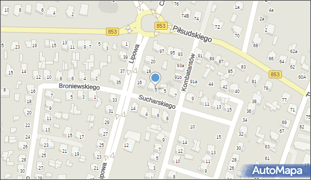 Tomaszów Lubelski, Sucharskiego Henryka, mjr., 3, mapa Tomaszów Lubelski