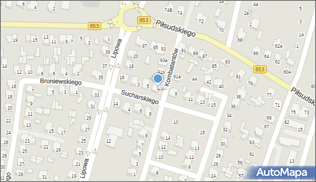 Tomaszów Lubelski, Sucharskiego Henryka, mjr., 7, mapa Tomaszów Lubelski