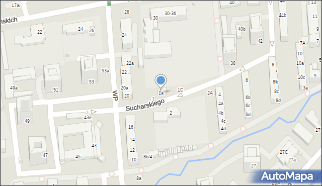 Toruń, Sucharskiego Henryka, mjr., 1a, mapa Torunia