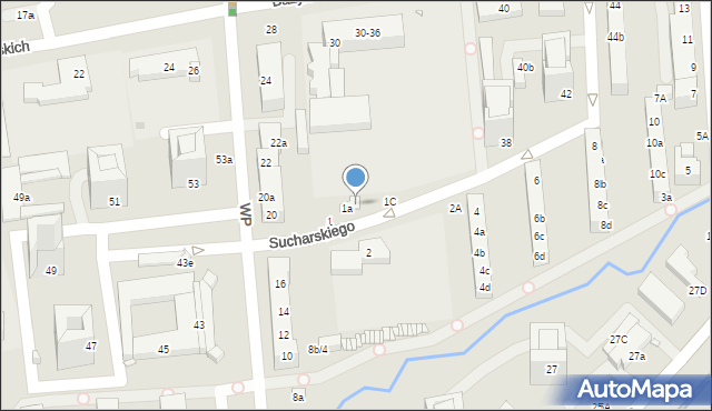 Toruń, Sucharskiego Henryka, mjr., 1b, mapa Torunia