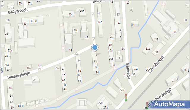 Toruń, Sucharskiego Henryka, mjr., 8a, mapa Torunia
