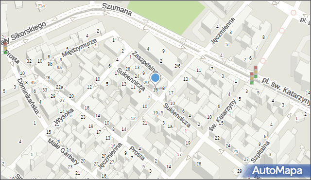 Toruń, Sukiennicza, 16, mapa Torunia