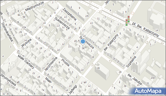 Toruń, Sukiennicza, 1a, mapa Torunia