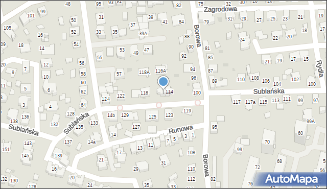 Tychy, Sublańska, 116, mapa Tychów