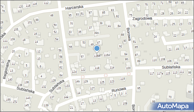 Tychy, Sublańska, 118A, mapa Tychów