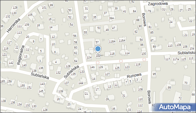 Tychy, Sublańska, 122, mapa Tychów