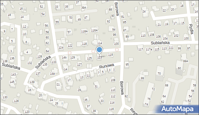 Tychy, Sublańska, 123, mapa Tychów