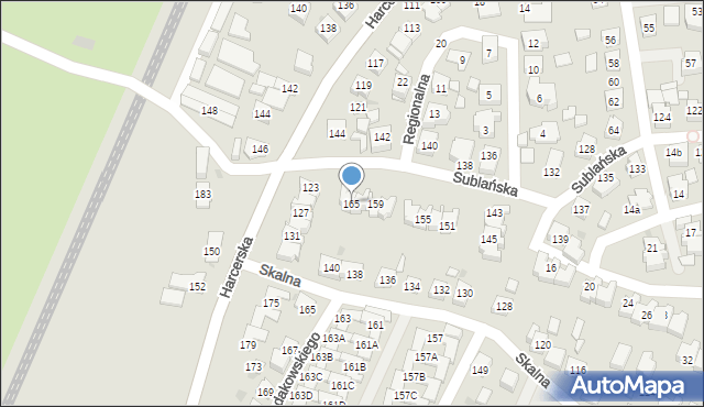 Tychy, Sublańska, 165, mapa Tychów