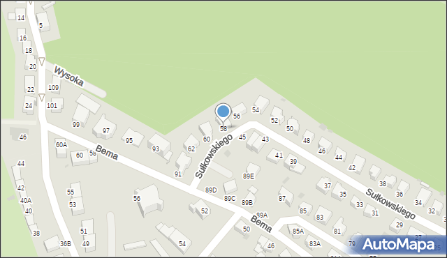 Wałbrzych, Sułkowskiego Józefa, 58, mapa Wałbrzycha