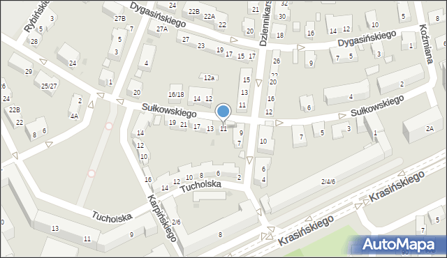 Warszawa, Sułkowskiego Józefa, 11, mapa Warszawy