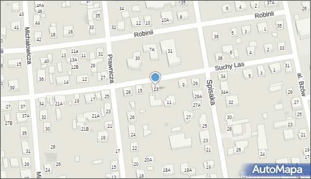 Warszawa, Suchy Las, 13, mapa Warszawy