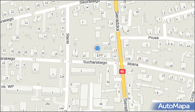 Wieluń, Sucharskiego Henryka, mjr., 4, mapa Wieluń