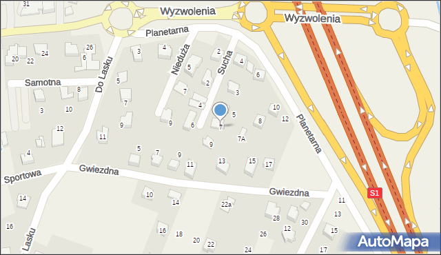 Wilkowice, Sucha, 7, mapa Wilkowice