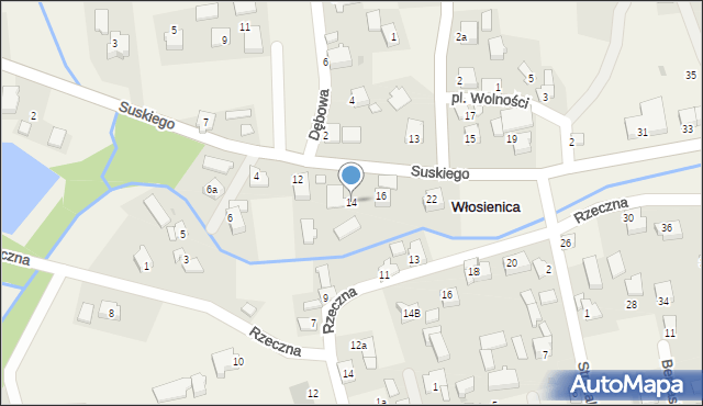 Włosienica, Suskiego Józefa, 14, mapa Włosienica