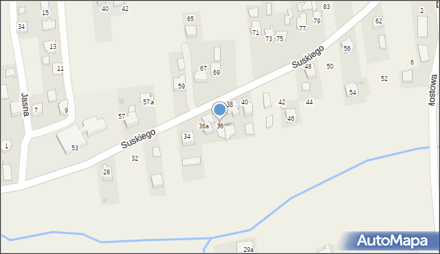 Włosienica, Suskiego Józefa, 36, mapa Włosienica