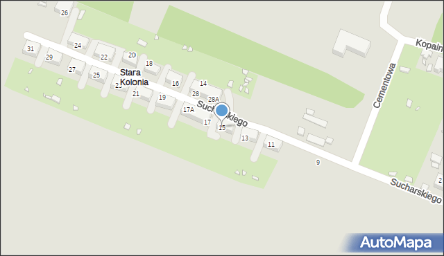 Wojkowice, Sucharskiego Henryka, mjr., 15, mapa Wojkowice