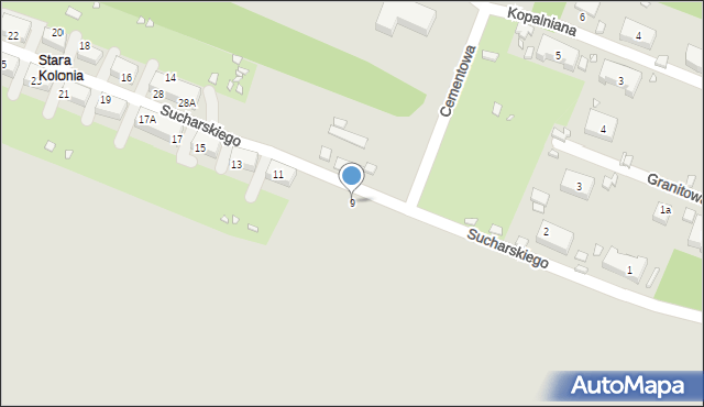 Wojkowice, Sucharskiego Henryka, mjr., 9, mapa Wojkowice