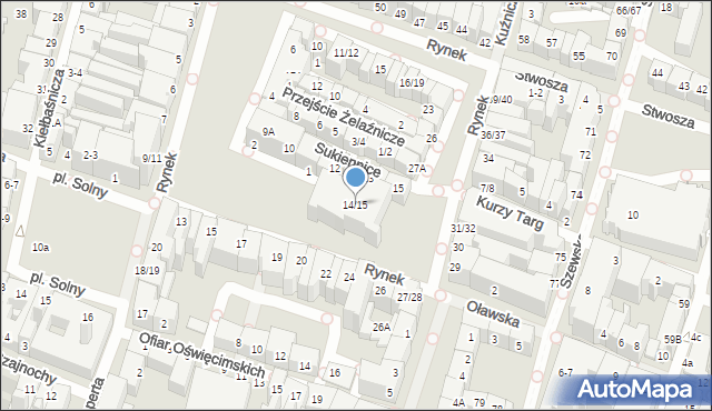 Wrocław, Sukiennice, 14/15, mapa Wrocławia